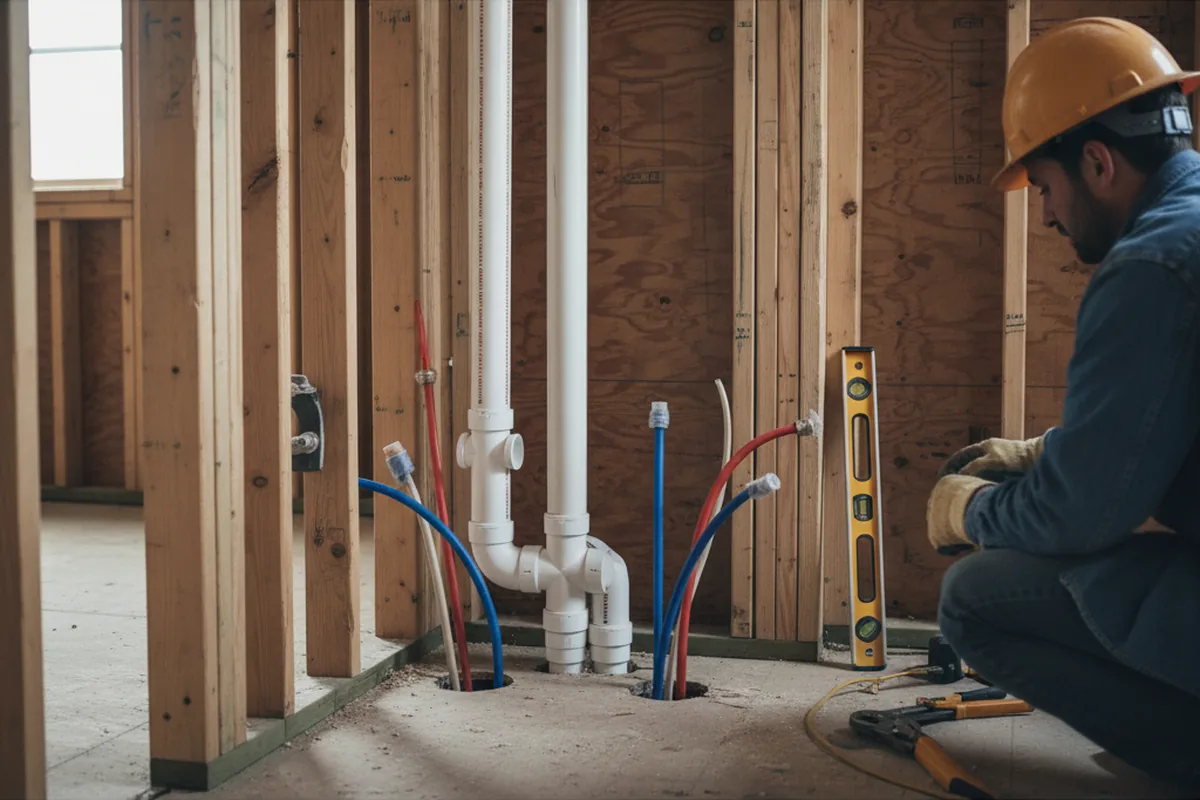 Drain and supply rough-in during Garbage Disposal Repair in Mount Joy